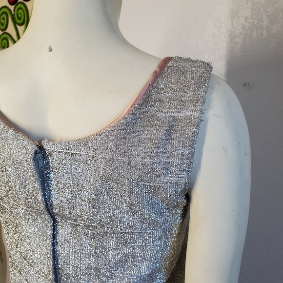 Vtg 60s Devonshire Anthony Muto Silver Mod Dress - Picture 6 of 10
